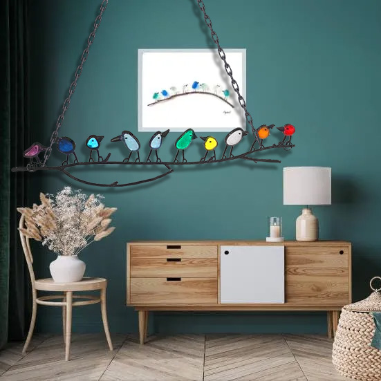 Sea Glass Rainbow Birds