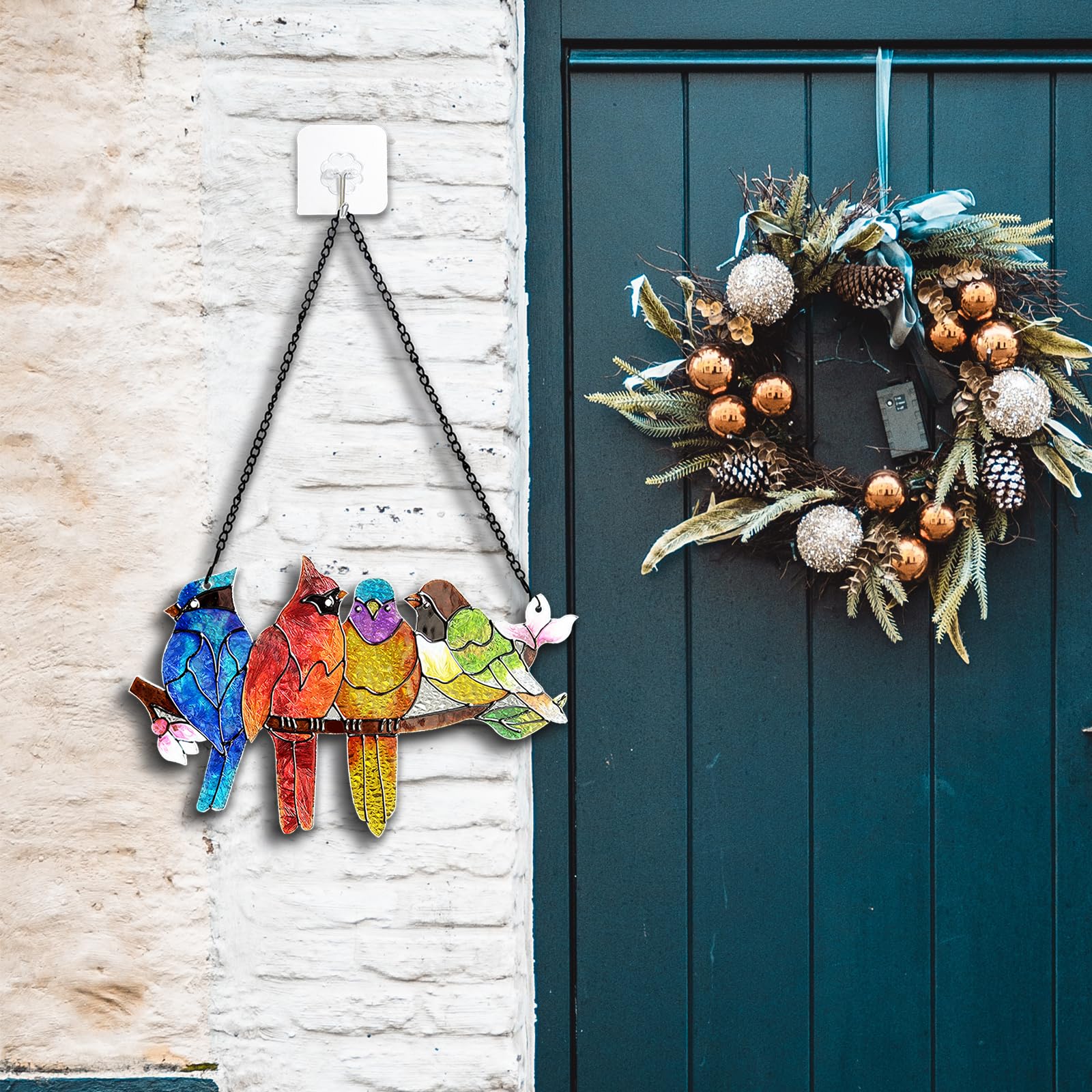 Birds on A Branch Stain Glass Suncatcher