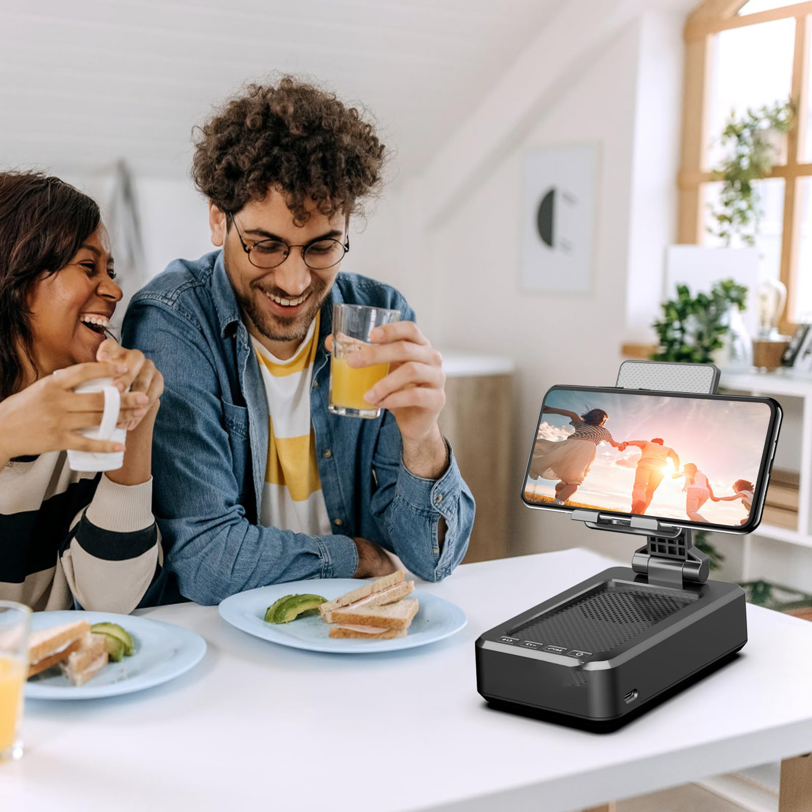 HD Surround Sound Phone Holder with Wireless Bluetooth Speaker