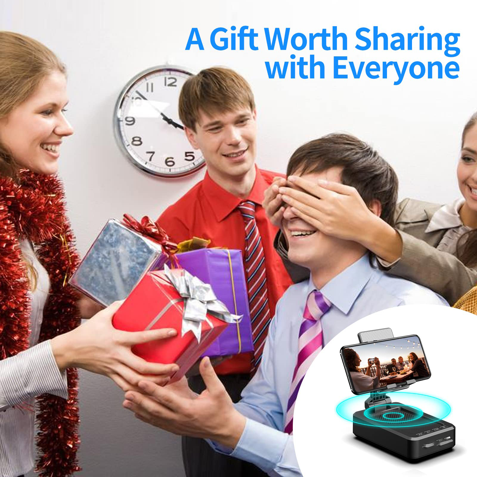 HD Surround Sound Phone Holder with Wireless Bluetooth Speaker