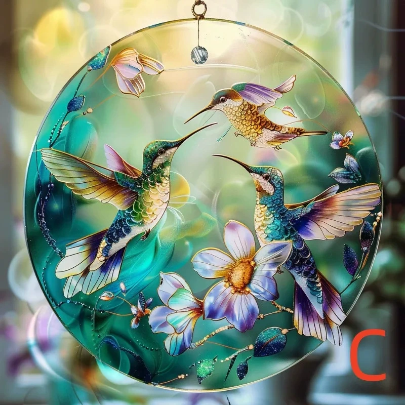 Hummingbird Decor Round Ceramic - Hummingbird Hanging Ornament