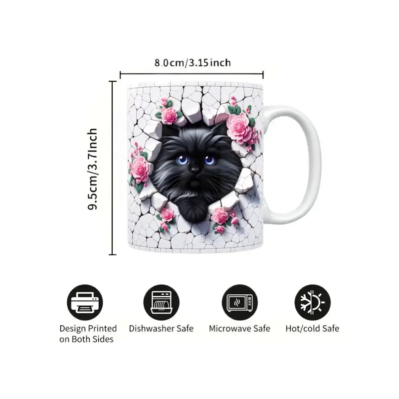 Charming 3D Cat Art Coffee Mug