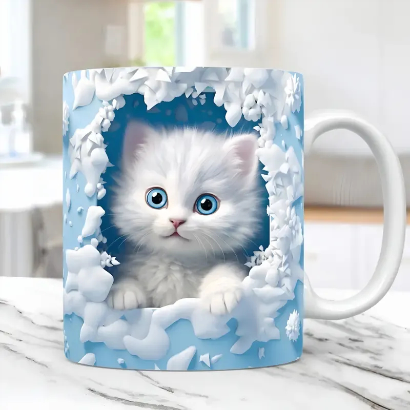 Charming 3D Cat Art Coffee Mug