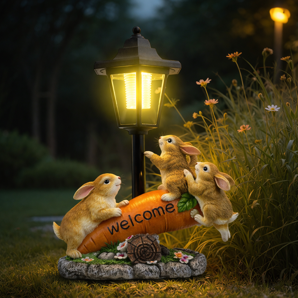 🌷🐰 Solar-Powered Bunny Garden Lantern 