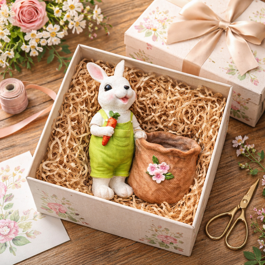 🐰🌸 Hand-Painted Easter Bunny Decor