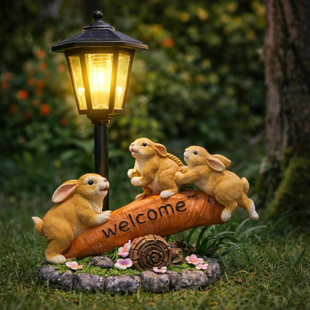 🌷🐰 Solar-Powered Bunny Garden Lantern 