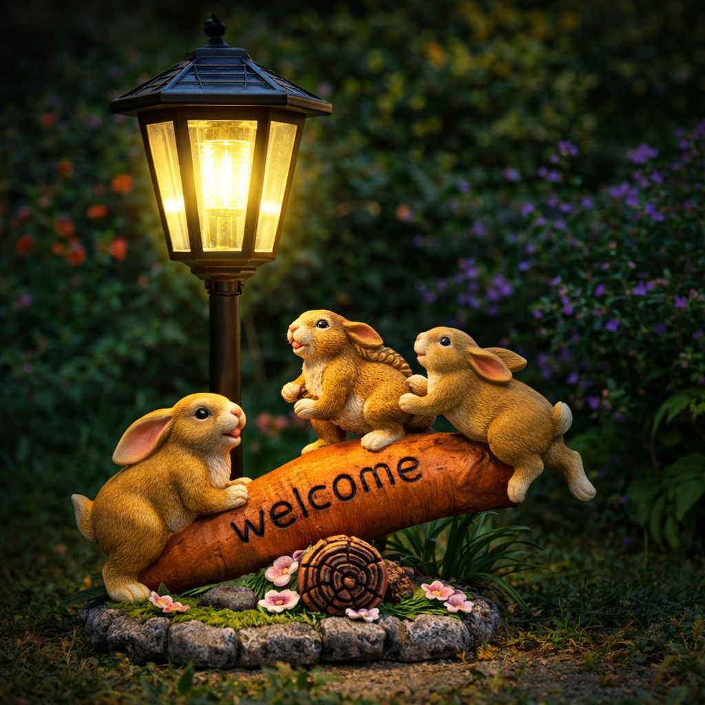 🌷🐰 Solar-Powered Bunny Garden Lantern 