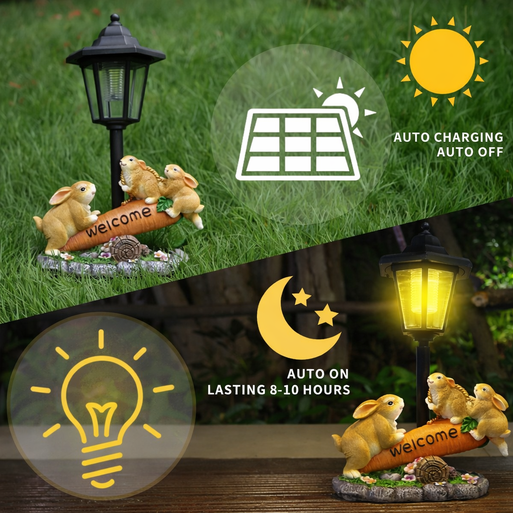 🌷🐰 Solar-Powered Bunny Garden Lantern 