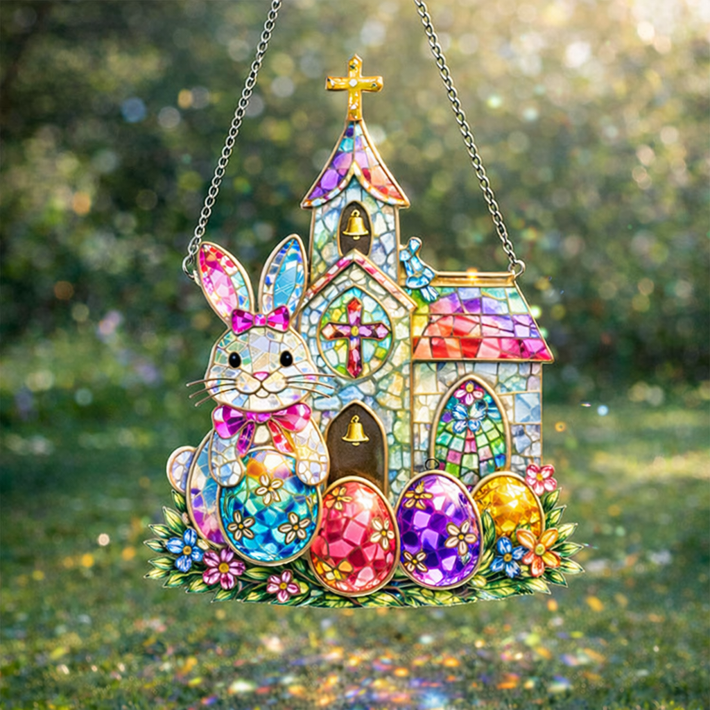 🌸 Easter Stained Glass Crystal Suncatcher