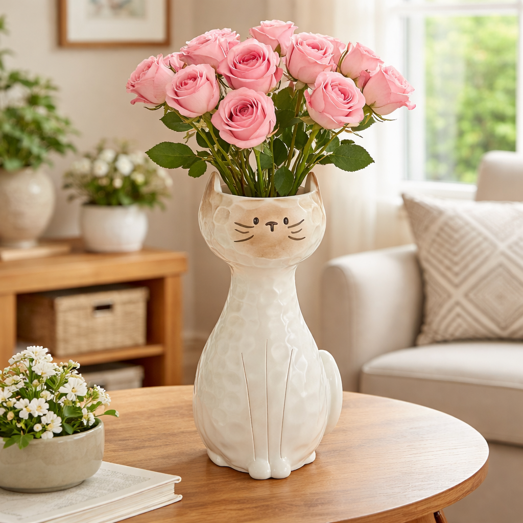 🌸 Siamese Cat Ceramic Vase & Succulent Planter