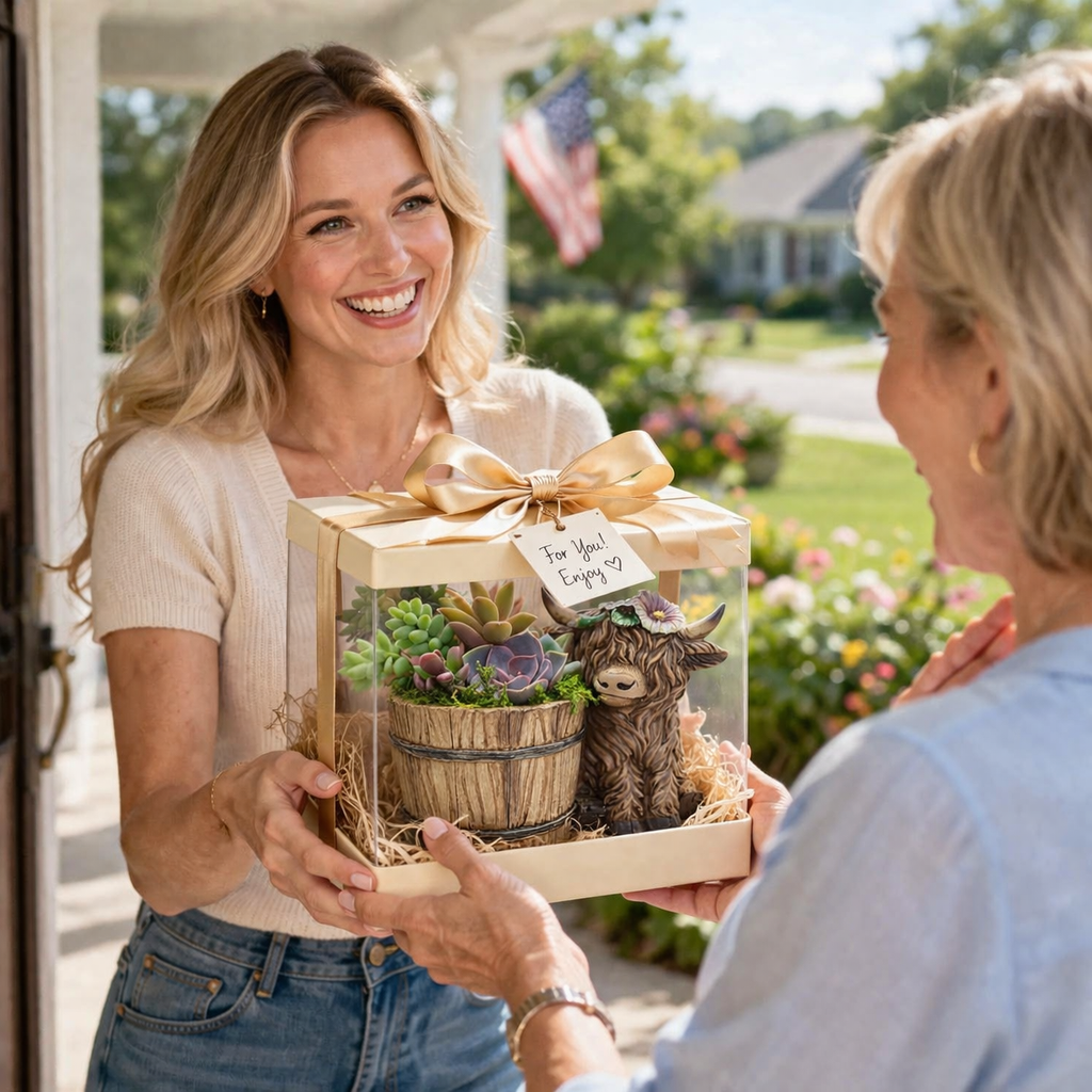 🌸 Adorable Highland Cow Succulent Planter – A Heartfelt Mother’s Day Gift
