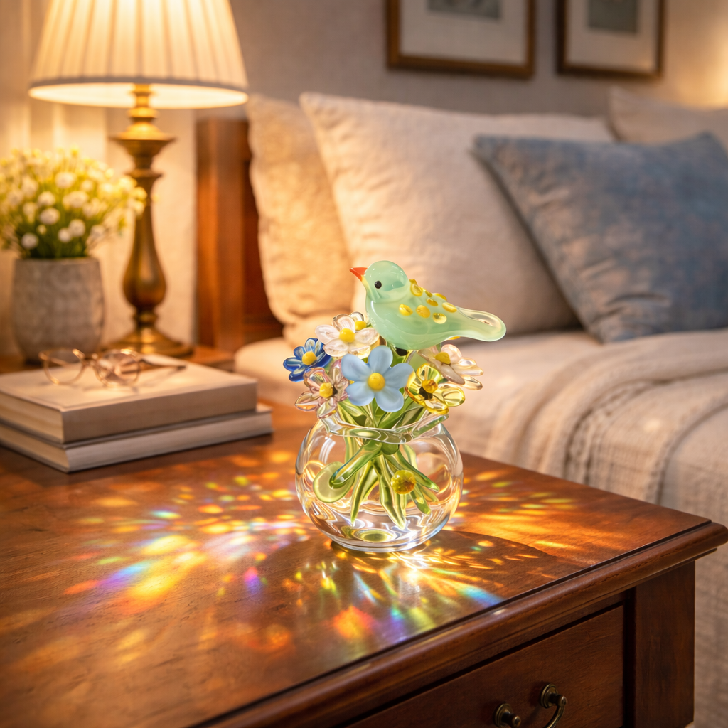 Glass Bird Flower Bouquet Aroma Diffuser