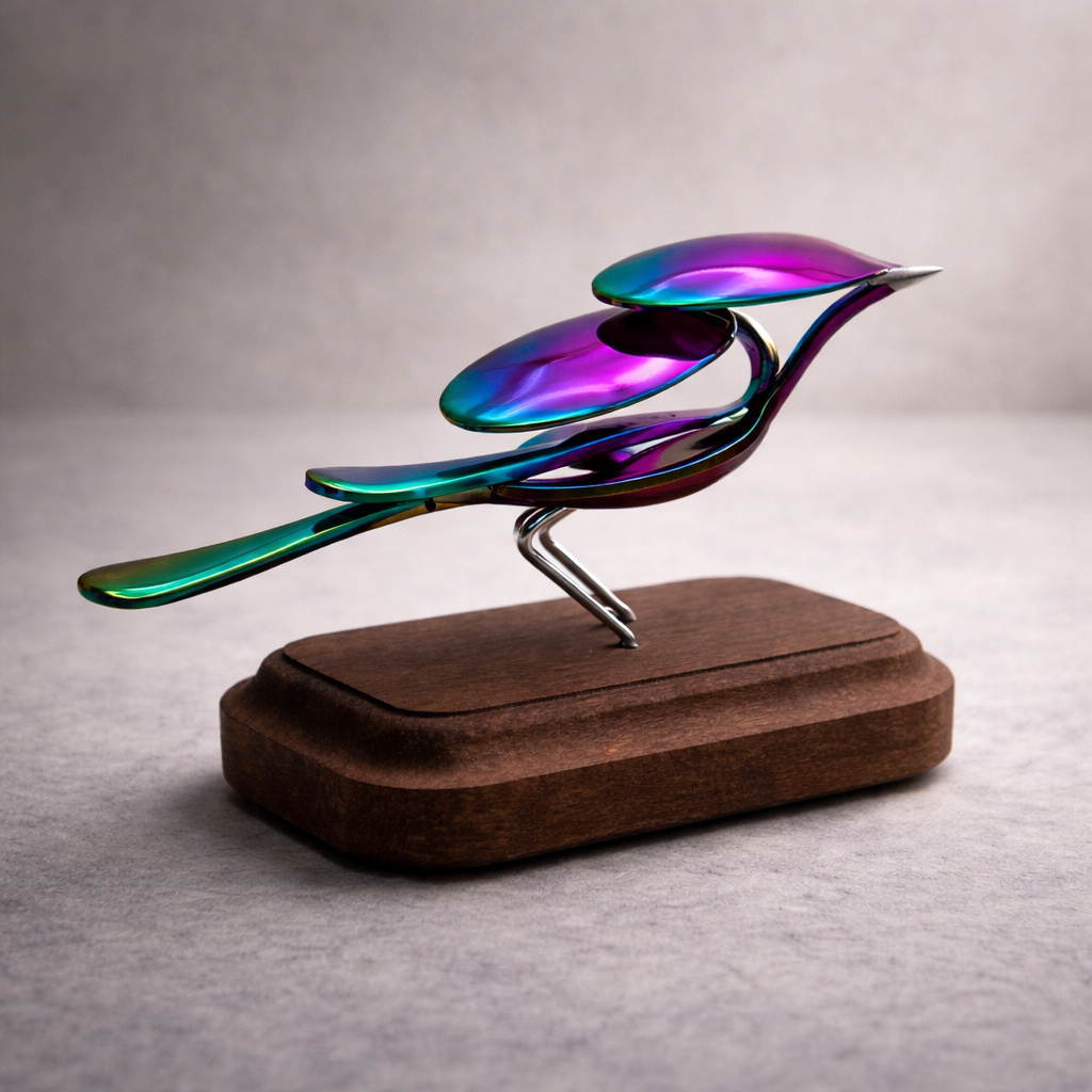 Spoon Bird Upcycled Metal Art Sculpture