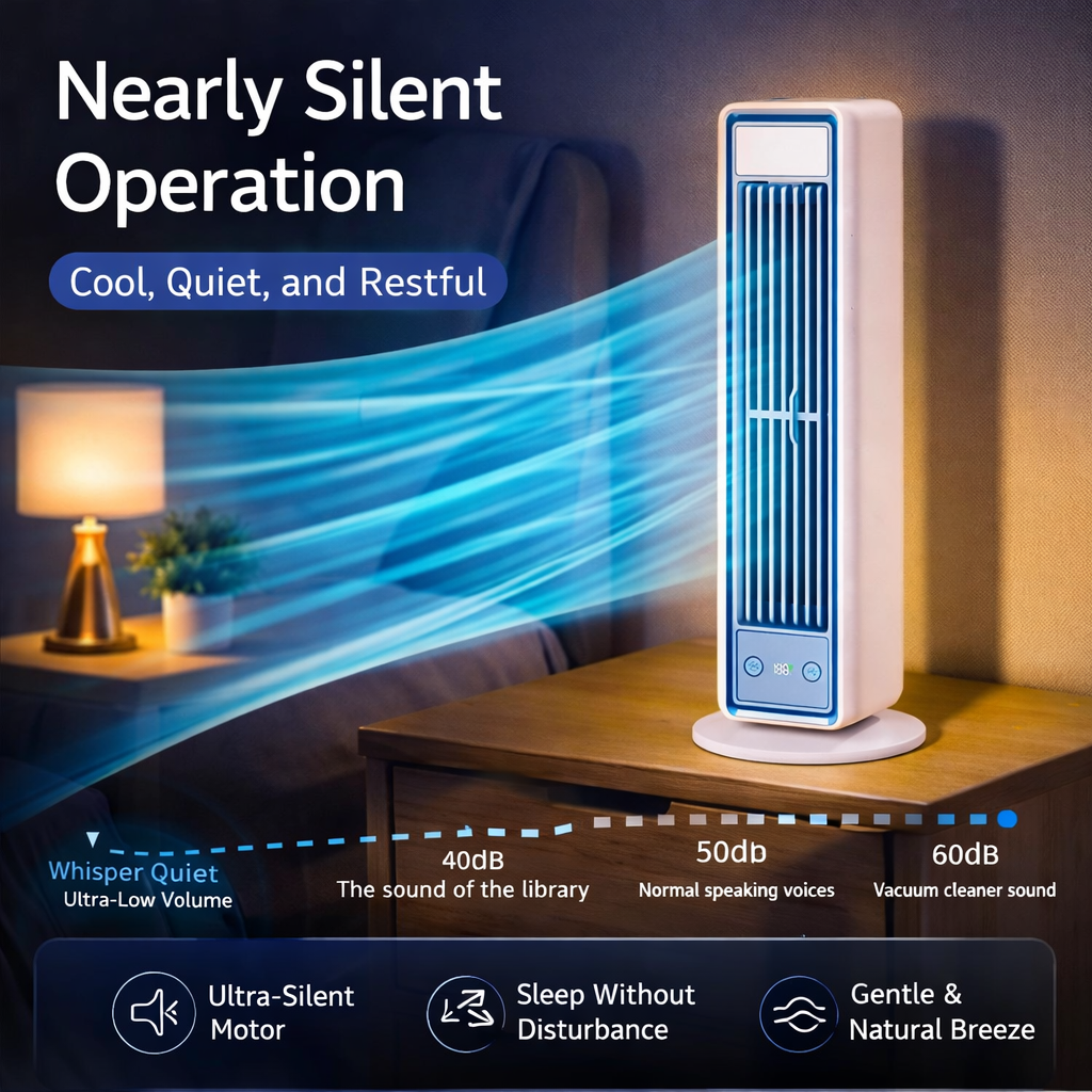 AeroFlow™ Senior-Comfort Edition | Ultra-Silent Cordless Tower Fan