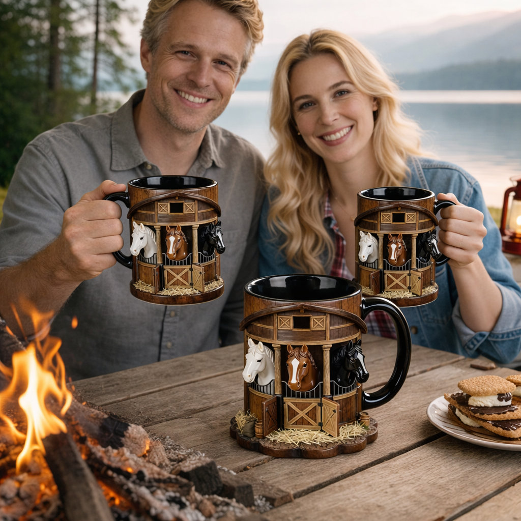 🐴 Horse Barn Print Coffee Mug – Rustic Equestrian Drinkware ✨