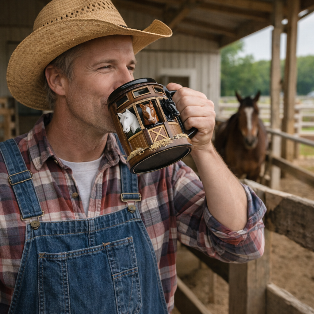 🐴 Horse Barn Print Coffee Mug – Rustic Equestrian Drinkware ✨