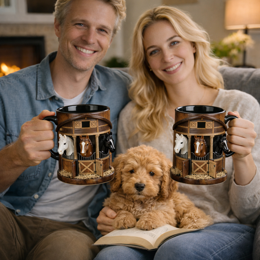 🐴 Horse Barn Print Coffee Mug – Rustic Equestrian Drinkware ✨