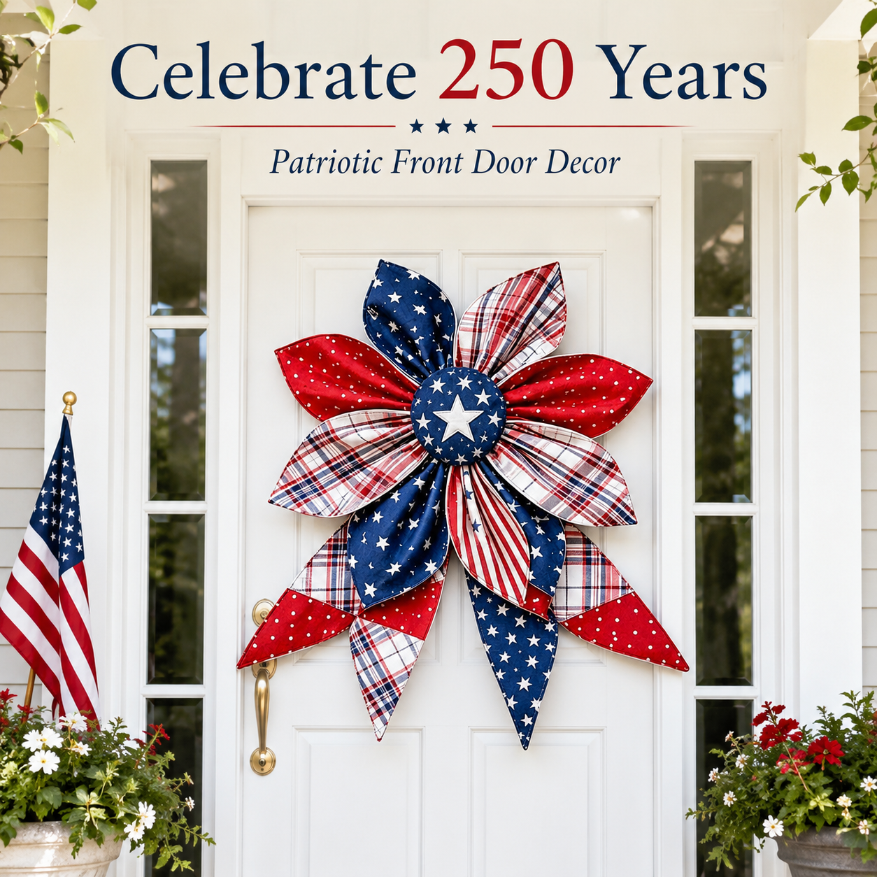 American 250th Anniversary Patriotic Flower Wreath