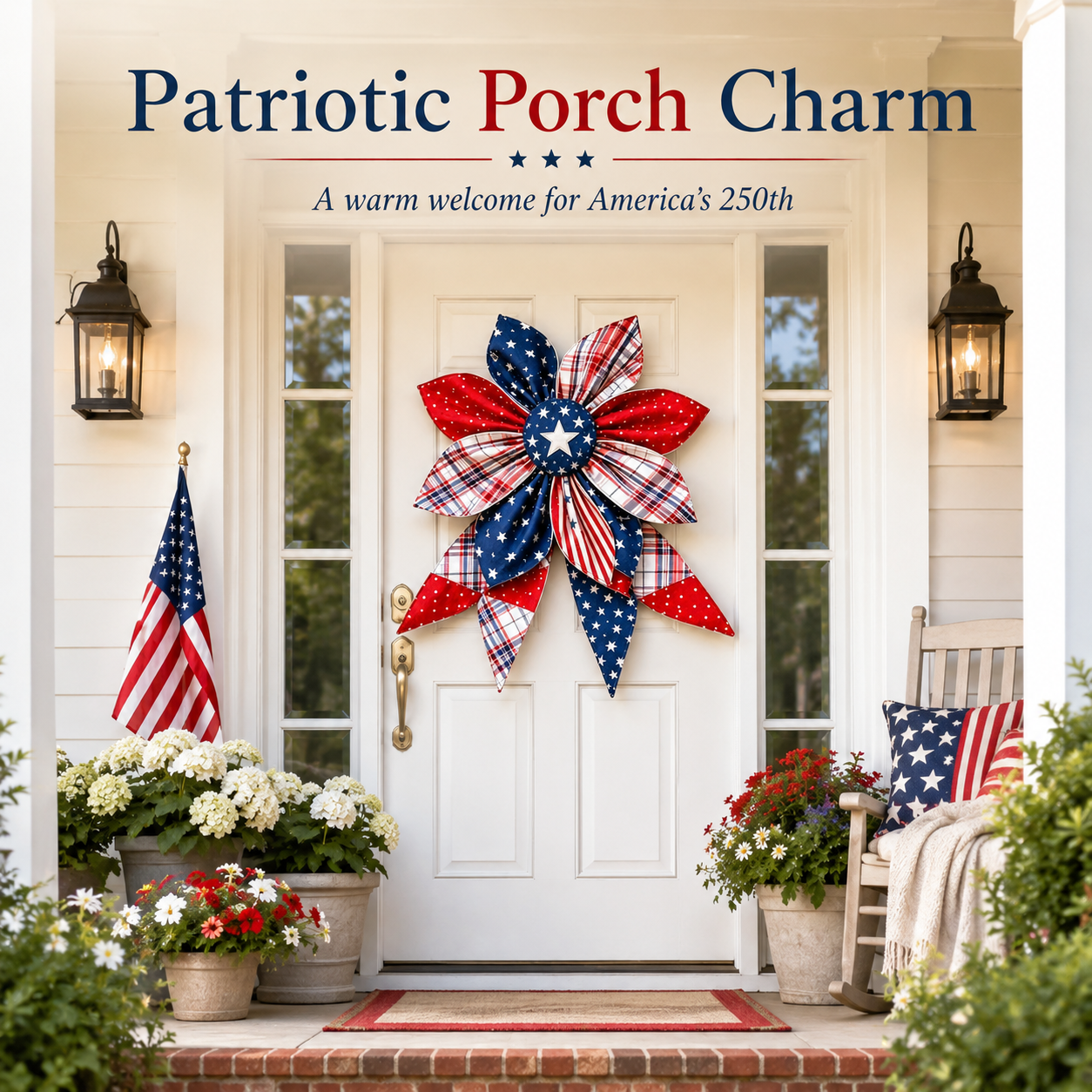 American 250th Anniversary Patriotic Flower Wreath
