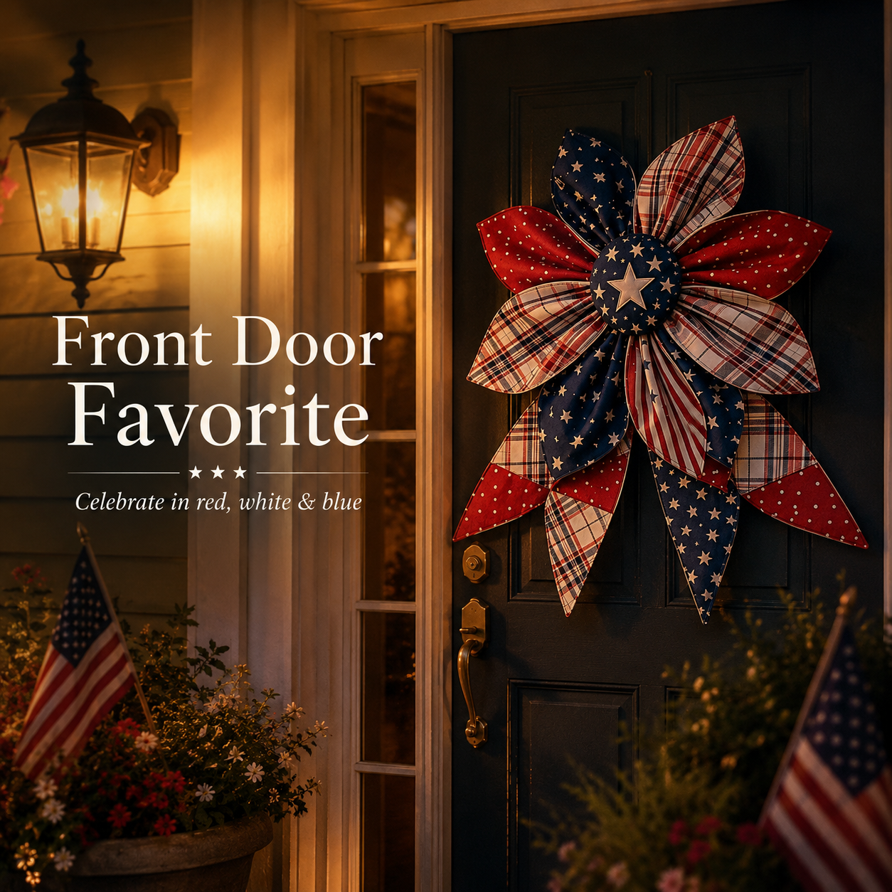 American 250th Anniversary Patriotic Flower Wreath