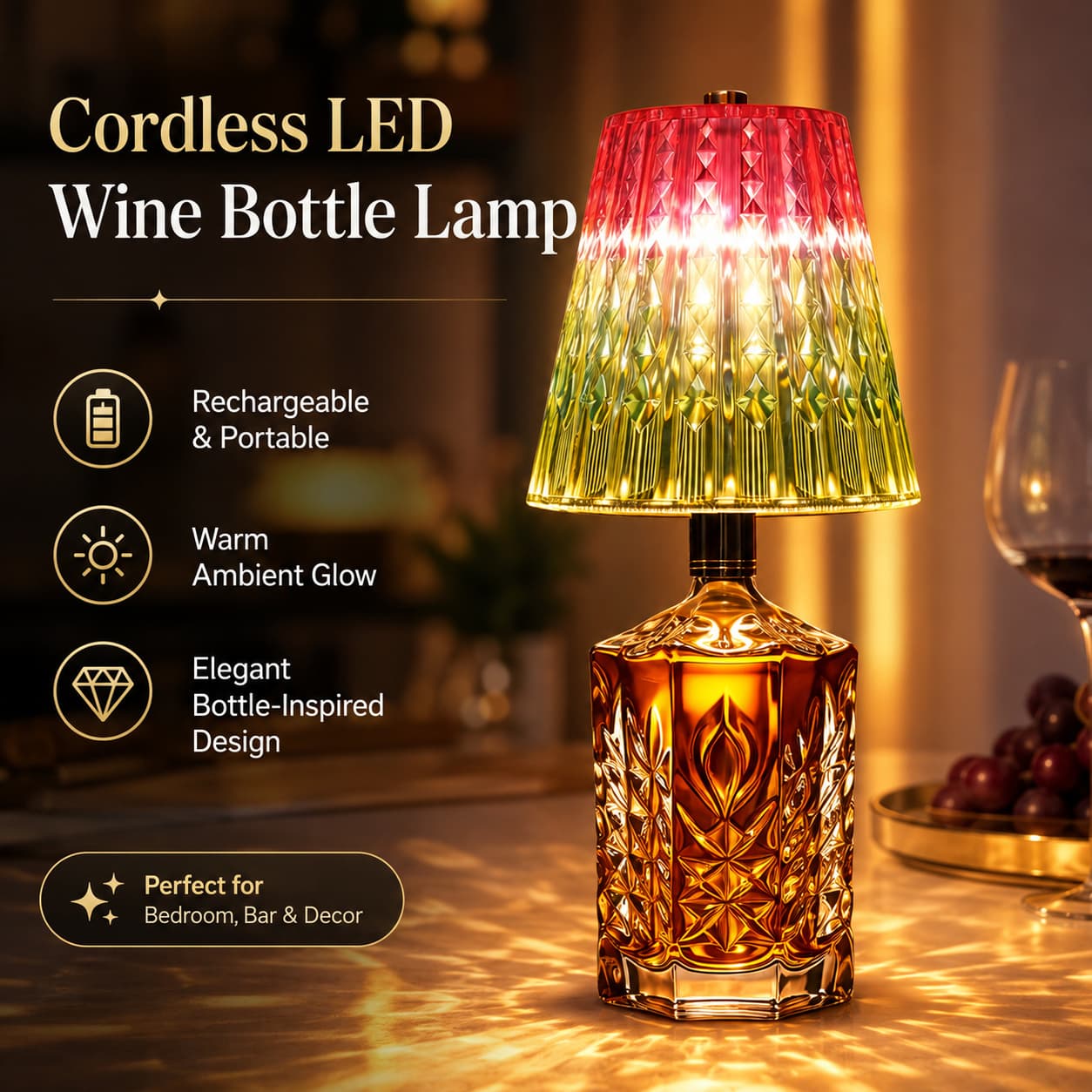 Cordless LED Wine Bottle Lamp 