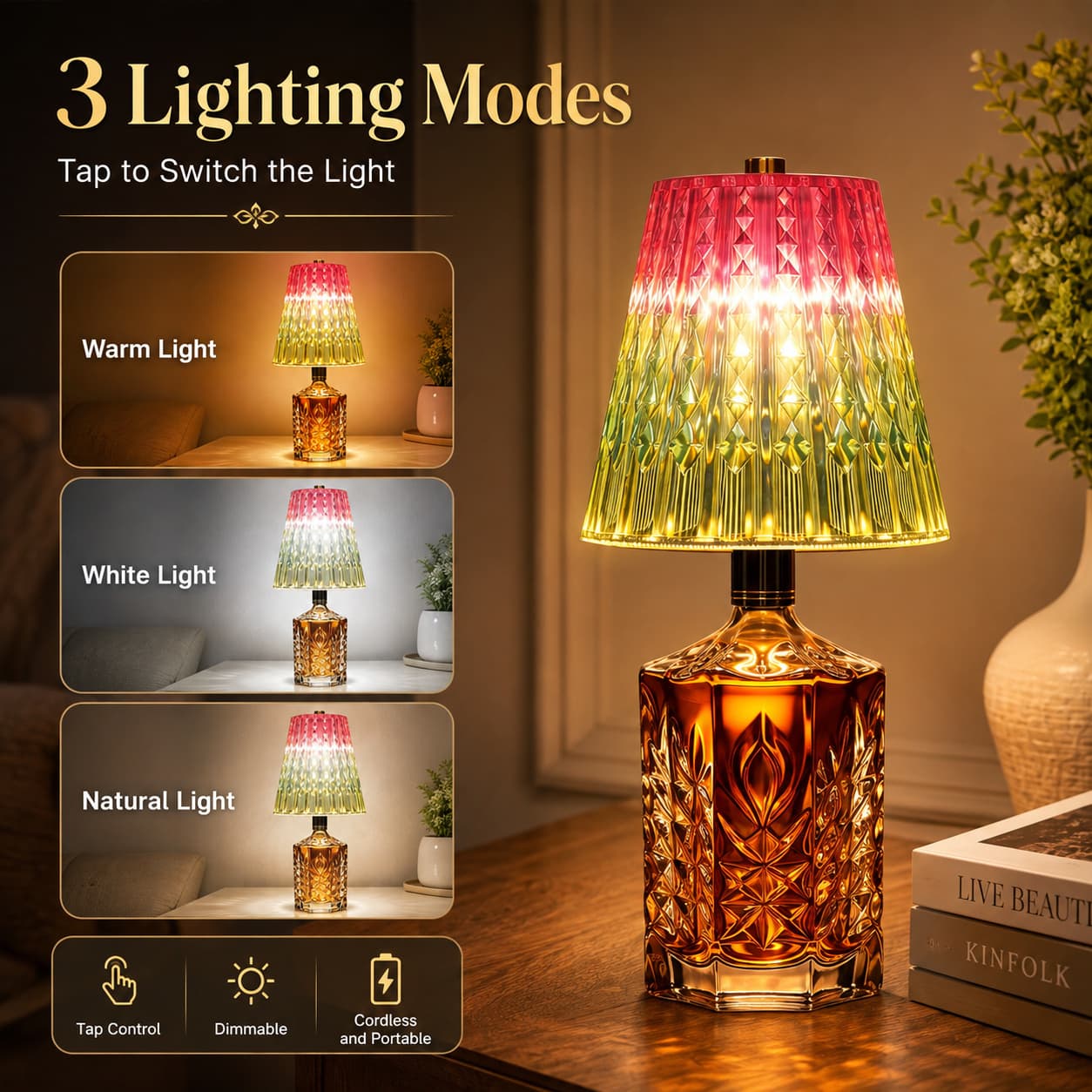 Cordless LED Wine Bottle Lamp 