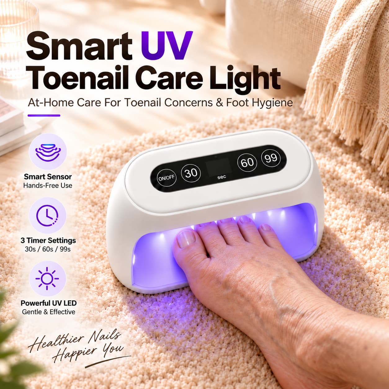 Smart UV Toenail Care Light – At-Home UV Foot Care Device For Toenail Concerns & Foot Hygiene