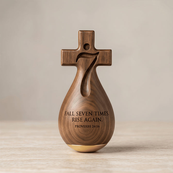 ✨Proverbs 24:16 – Solid Wood Faithful Roly-Poly Ornament