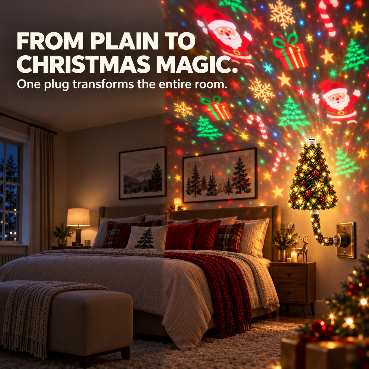 Plug-in Christmas tree projection night light