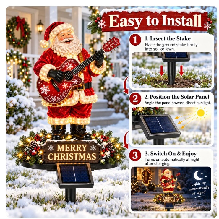 Solar Christmas Santa Garden Stake Light