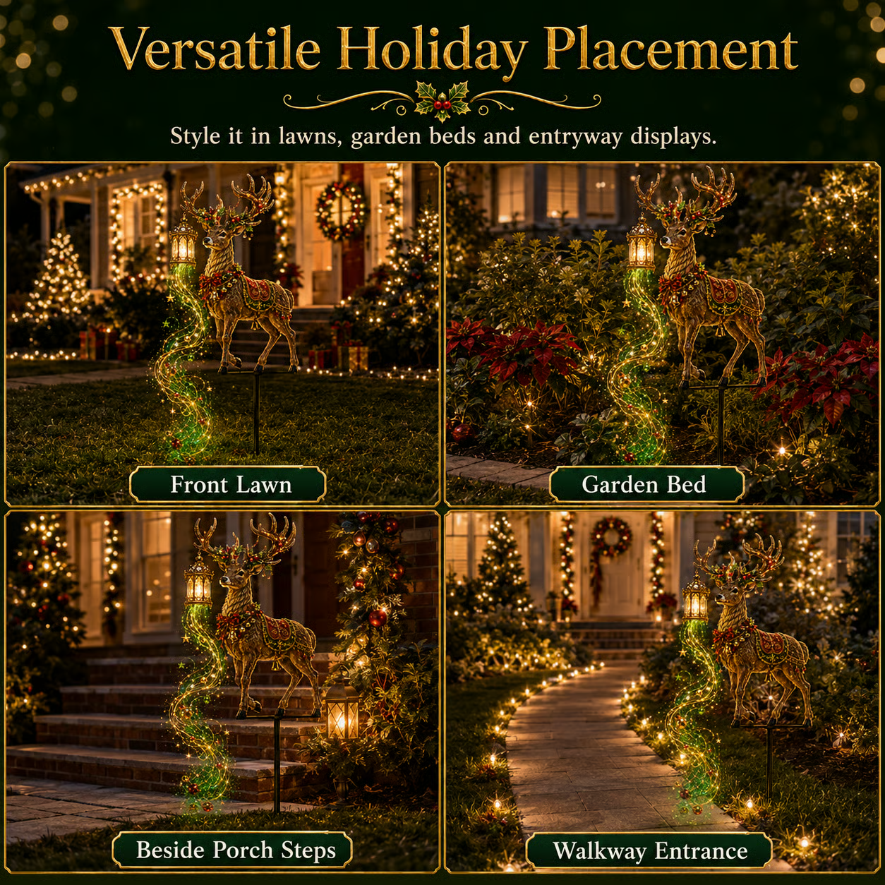 Christmas Reindeer Lantern Yard Decoration