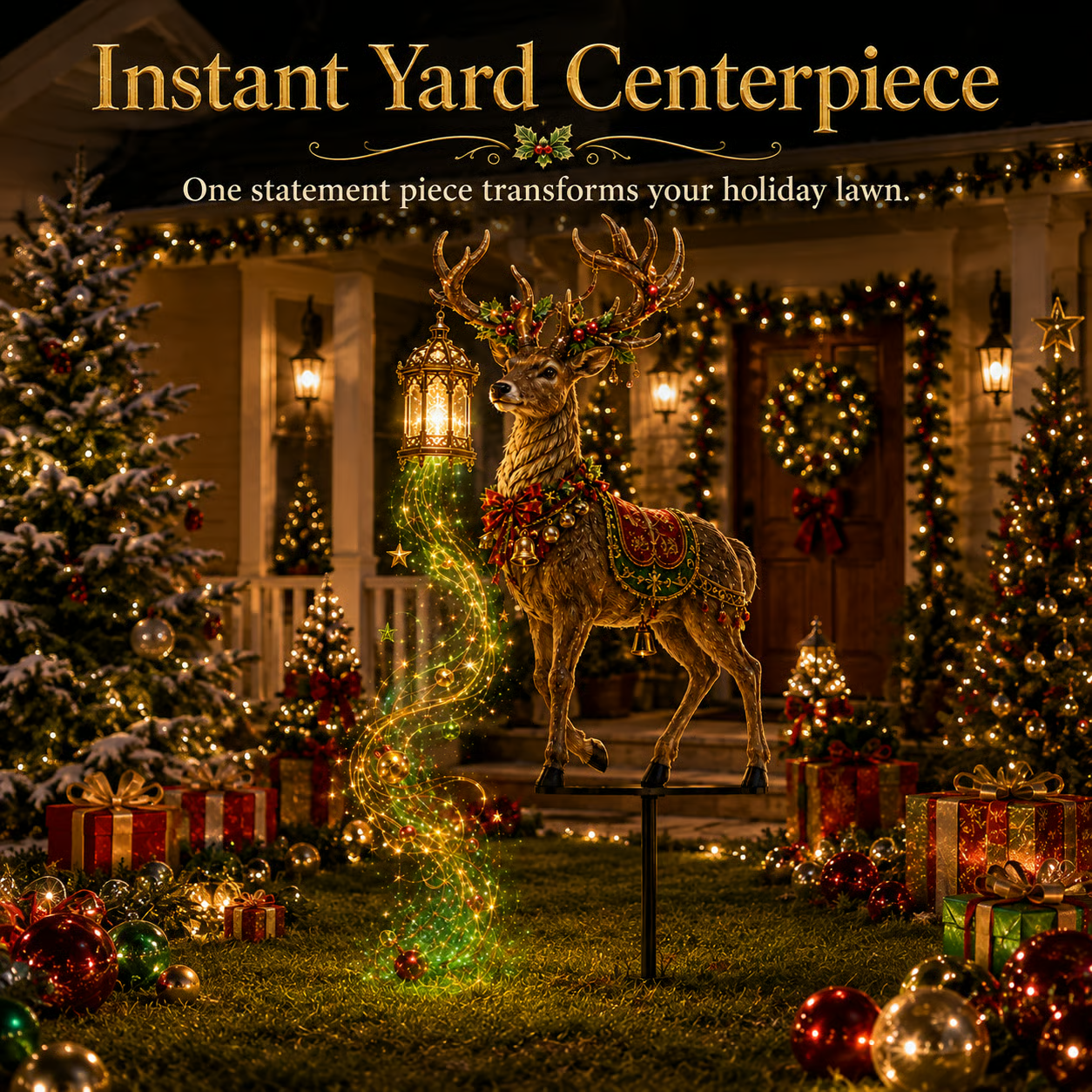 Christmas Reindeer Lantern Yard Decoration