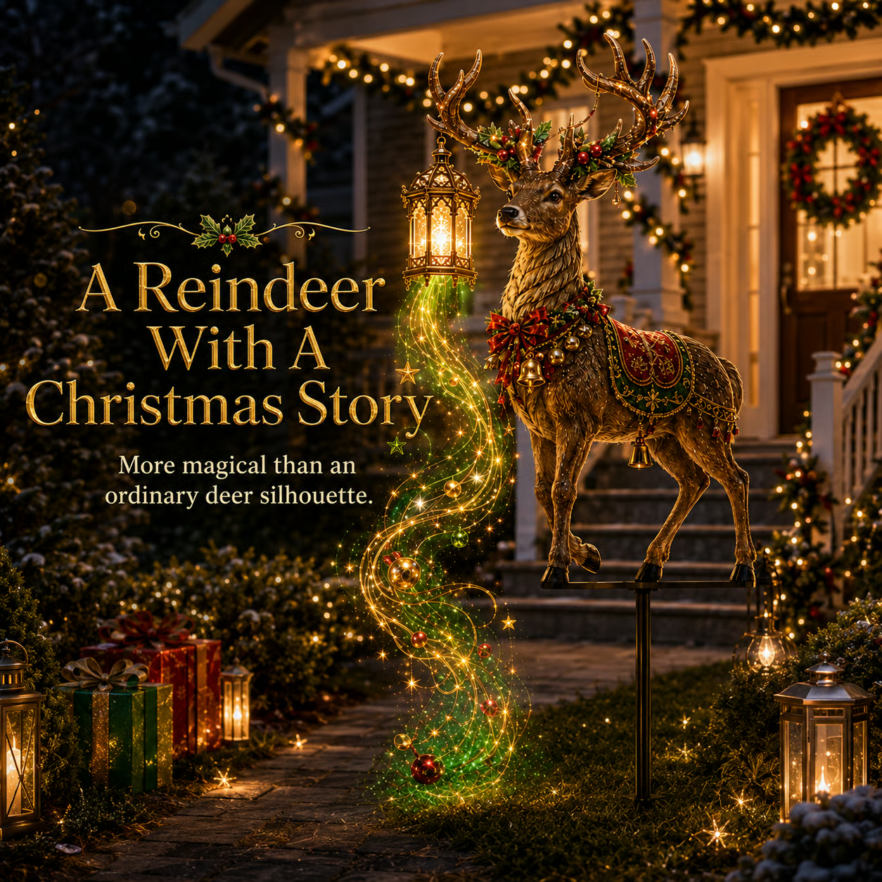 Christmas Reindeer Lantern Yard Decoration