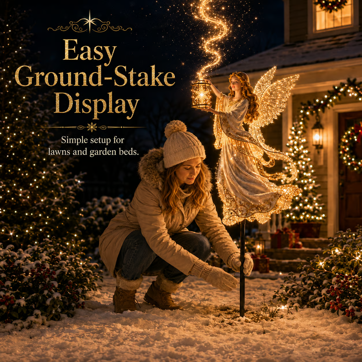 Light-Up Angel Lantern Christmas Yard Stake