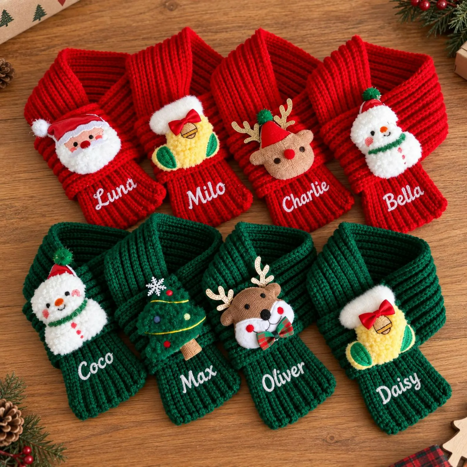 Personalized Christmas Knit Pet Scarf