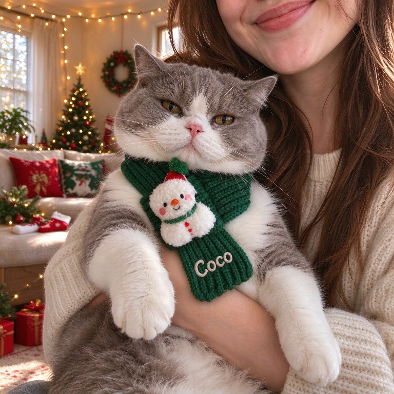Personalized Christmas Knit Pet Scarf
