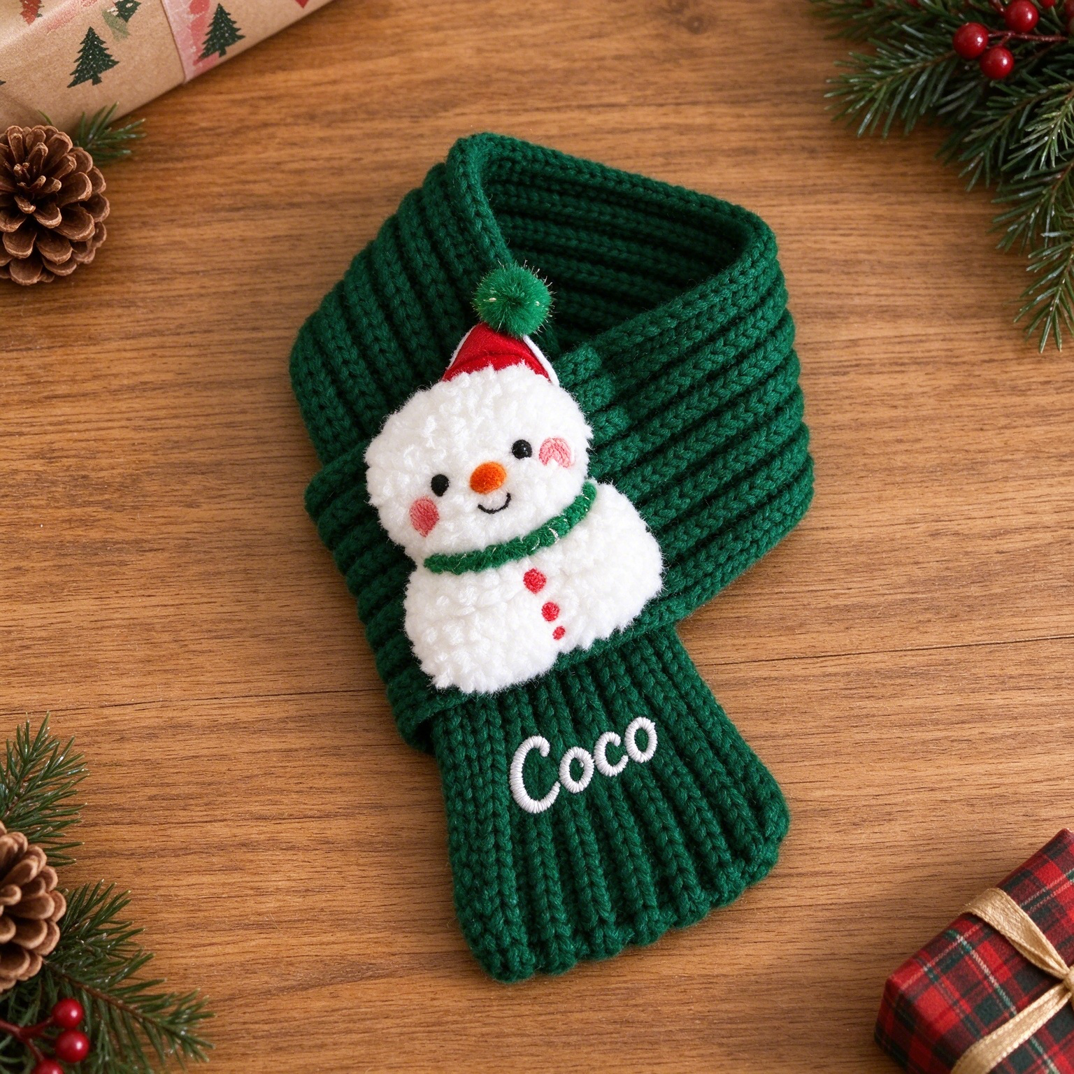 Personalized Christmas Knit Pet Scarf