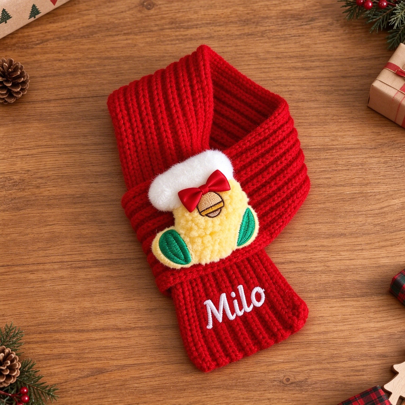 Personalized Christmas Knit Pet Scarf