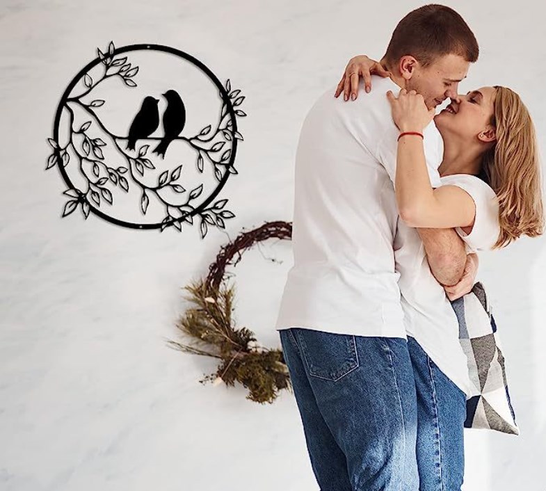 Yard Birds On Tree Branches Metal Wall Art