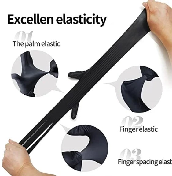 100PCS Of Disposable Black Nitrile Gloves Safety Tools For Household Cleaning