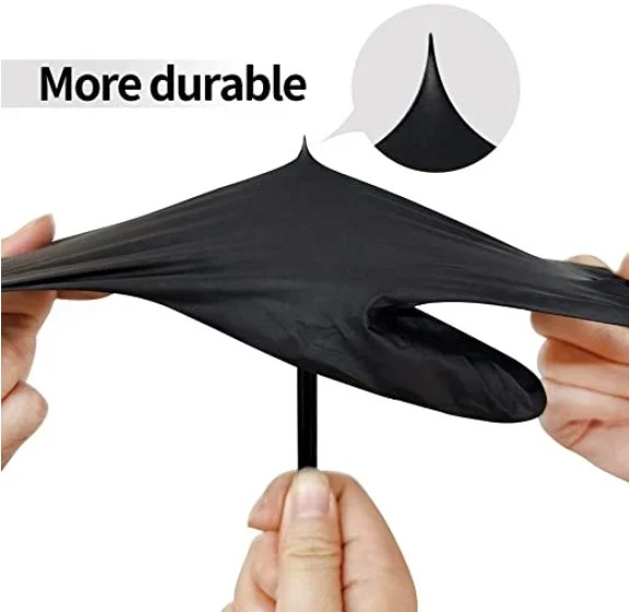 100PCS Of Disposable Black Nitrile Gloves Safety Tools For Household Cleaning