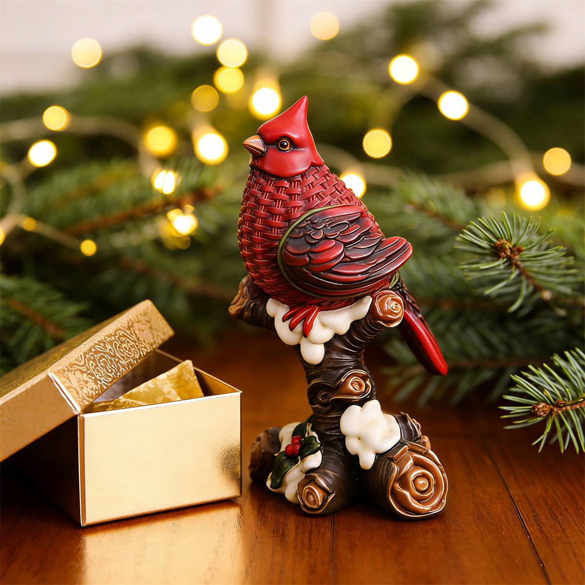 Handcrafted Winter Cardinal Sculpture - A Heartwarming Decor Accent