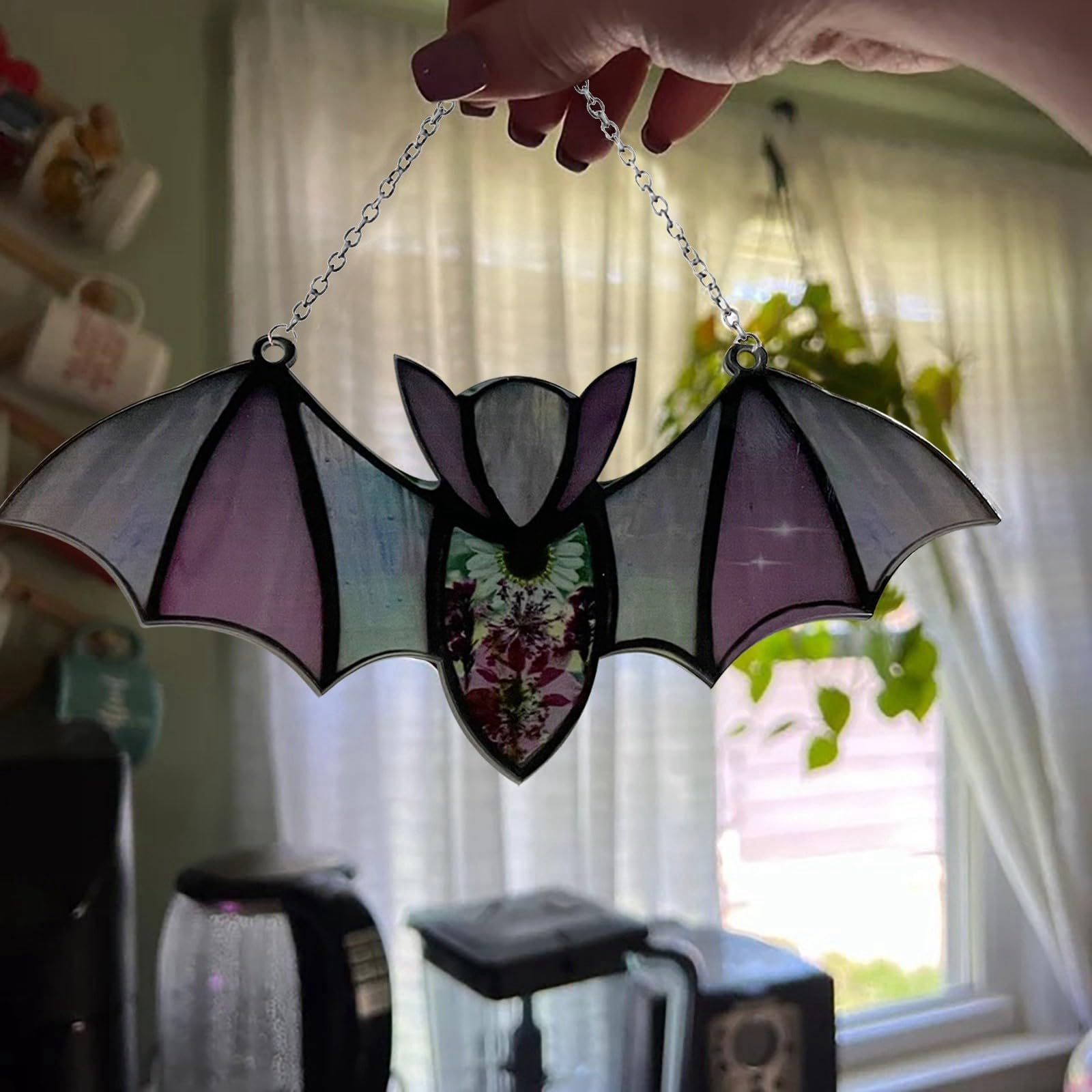 Bat Stained Glass Light Catcher Window Hanging