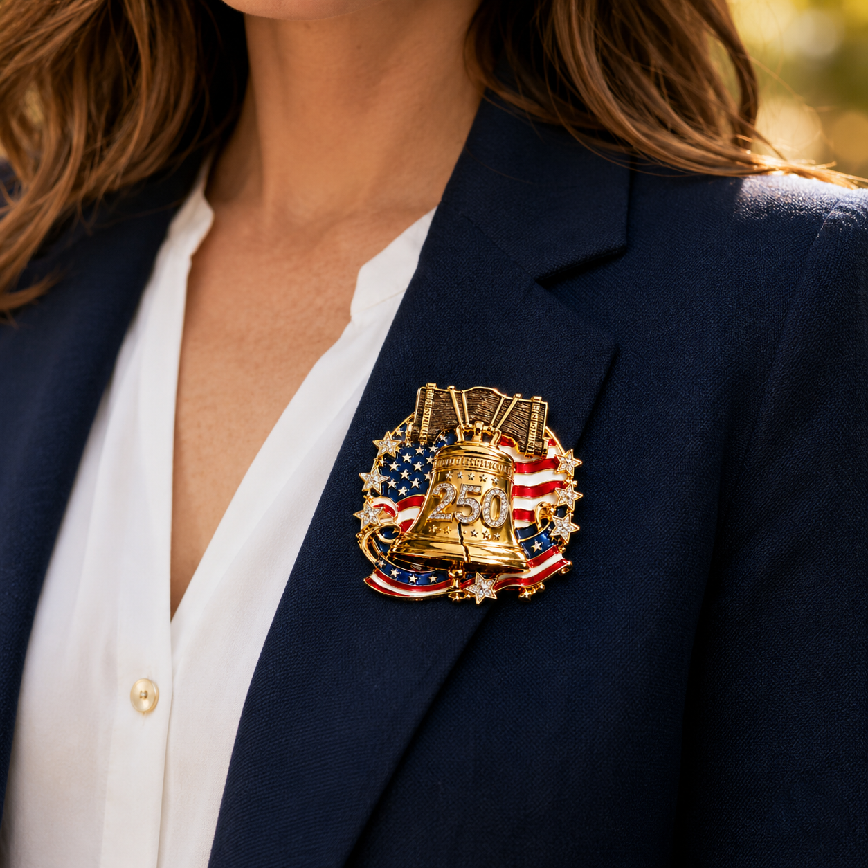 USA 250th Anniversary Rhinestone Brooch
