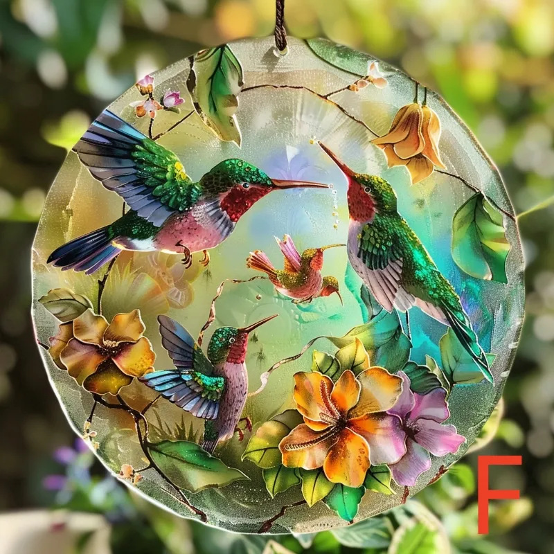 Hummingbird Decor Round Ceramic - Hummingbird Hanging Ornament