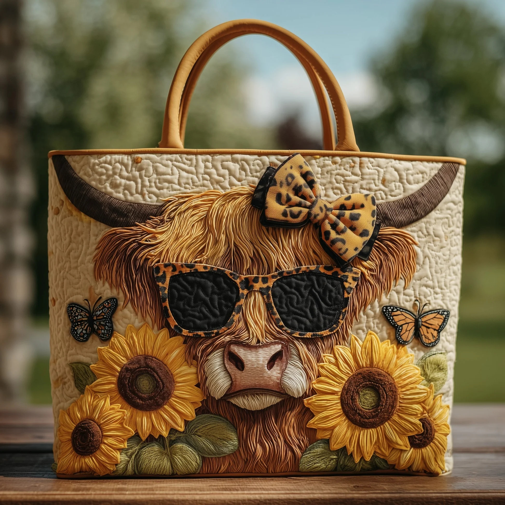Highland Cow Quilted Tote Bag 