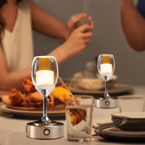 Crystal Red Wine Glass Shaped Wireless Table Lamp