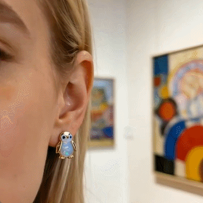 🔥⏰Valentine's Day 49% OFF!🐧Tiny Penguin Opal Stud Earrings