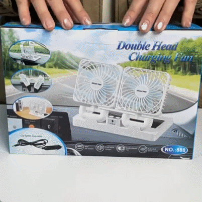 SunForce™ Dual-Head Solar Car Fan | Cordless & 360° Rotating