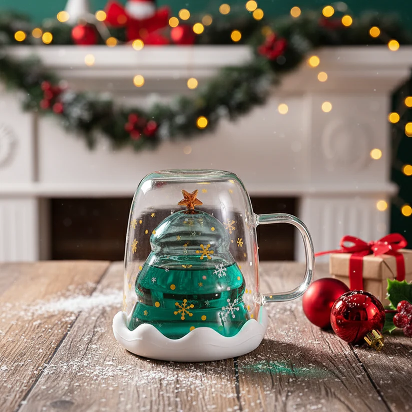 🎄☕ Christmas Snowflake Glass Mug ☕🎄